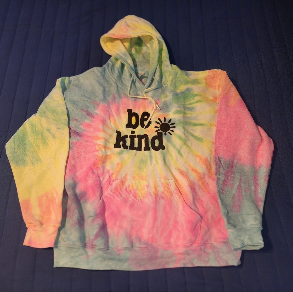 Sunshine Sisters Be Kind Tie-Dye Hoodie Lg